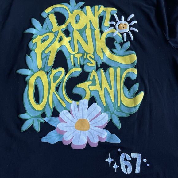 BKYS Don't Panic Shirt Mens Extra Large XL Streetwear Organic Embroidered Black - Picture 5 of 10